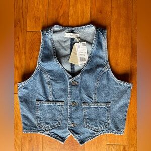 MANGO Women’s Denim Vest NWT Large